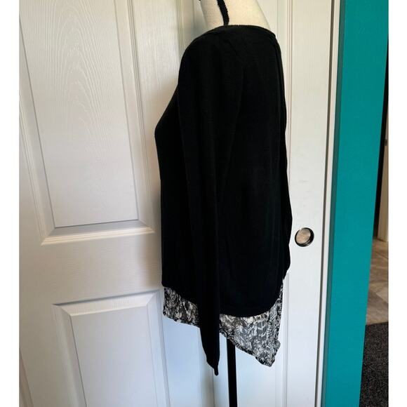 Verve Blues Tulip Back Black Double Layer Sweater Animal Print Women's Small - Picture 11 of 11